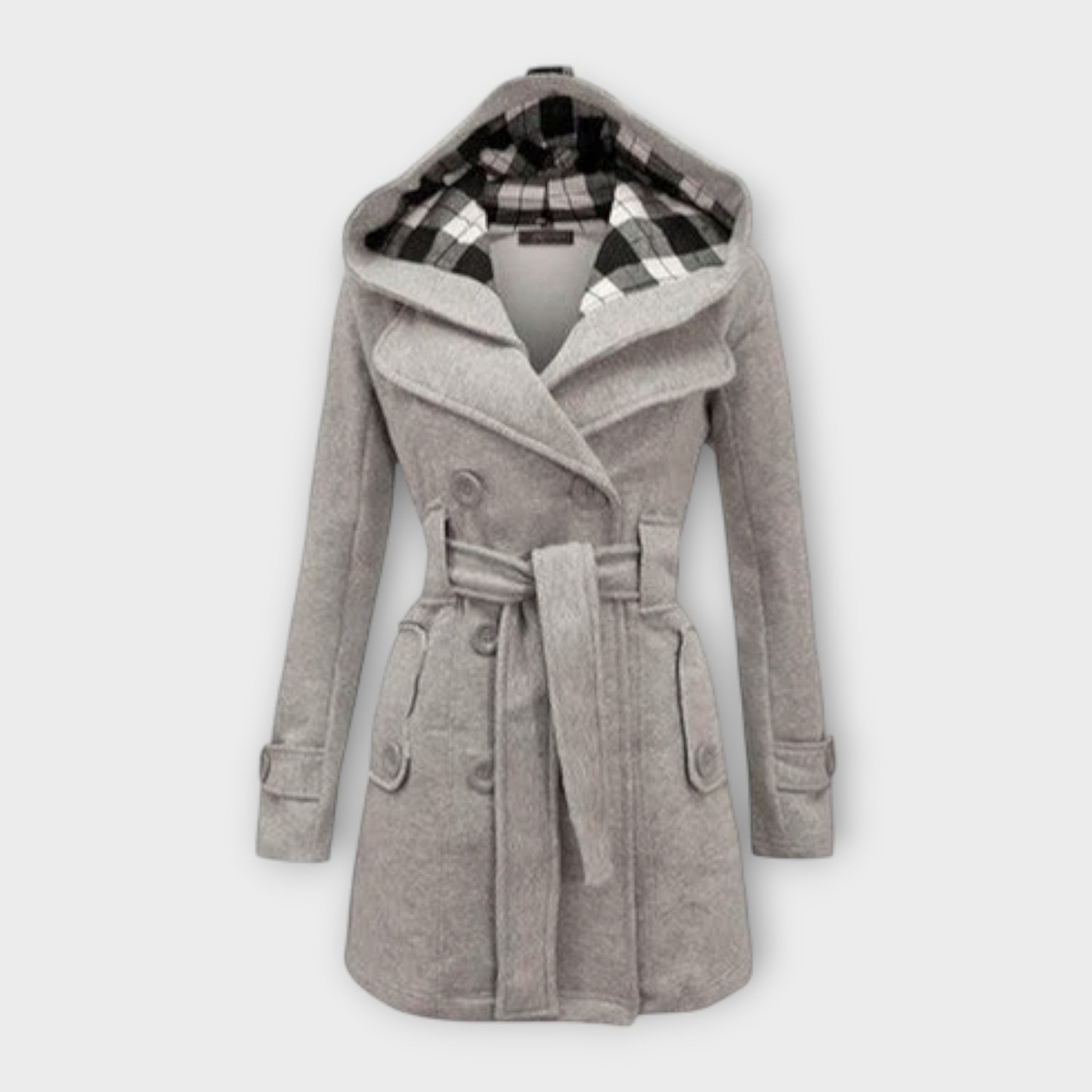 Evelyn | Elegant Coat with Hood and Belt