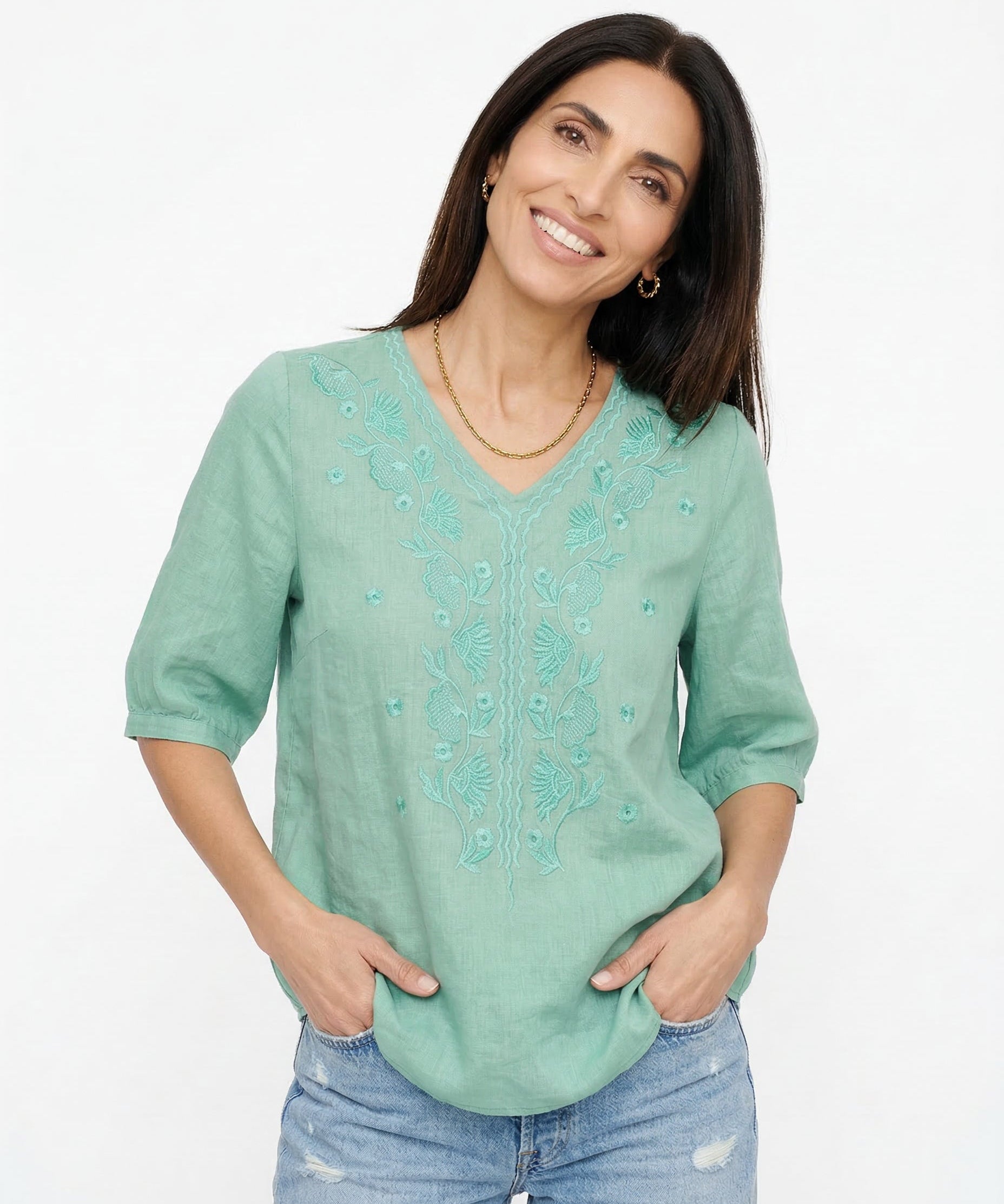 Eloria V-neck Cotton Blouse