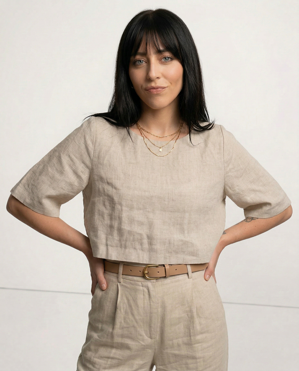 Boxy Linen Crop Top