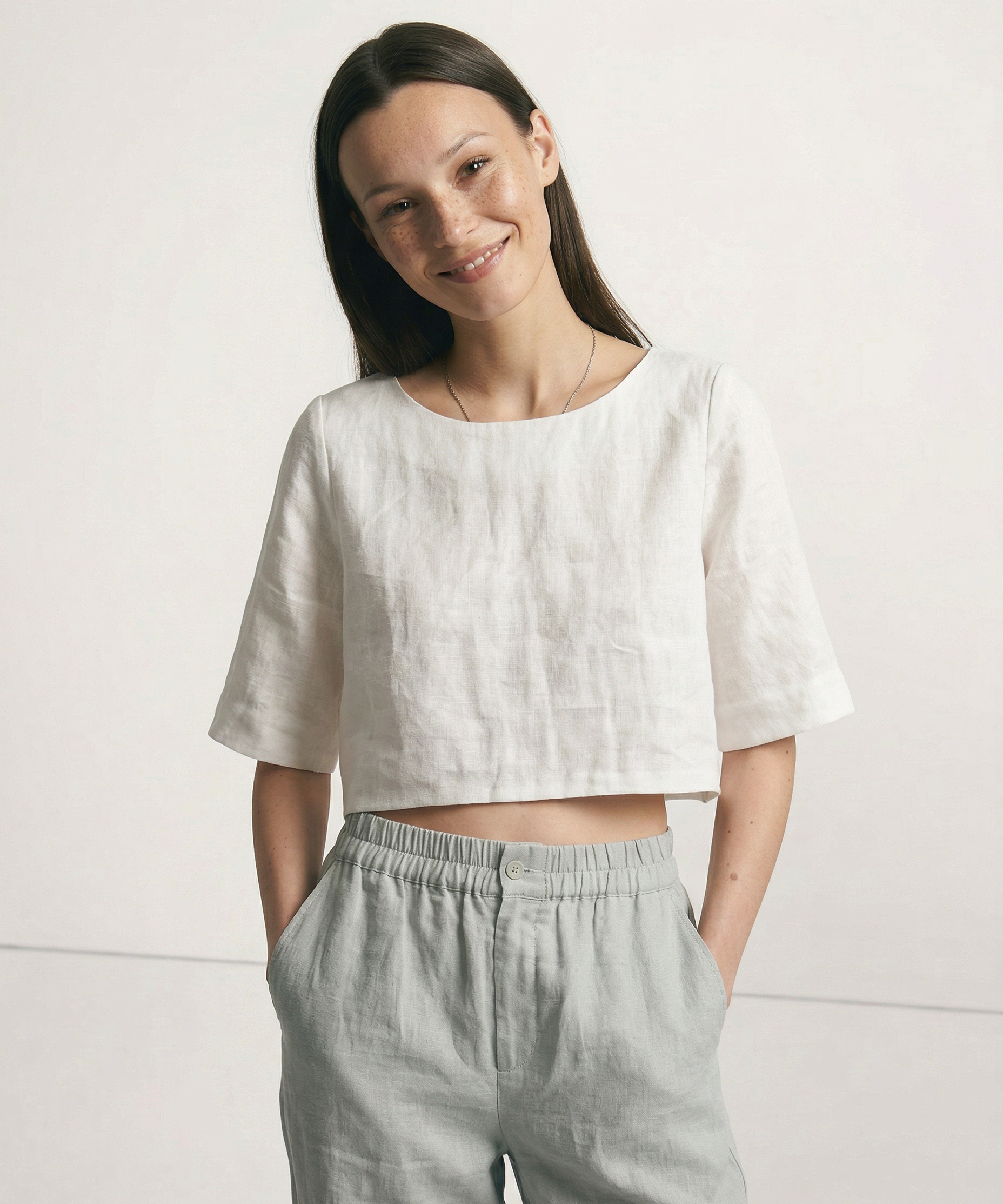 Boxy Linen Crop Top