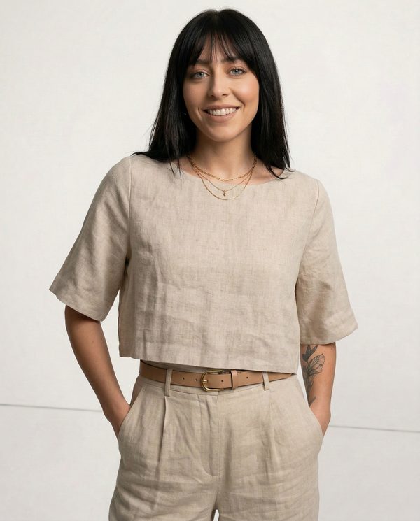 Boxy Linen Crop Top