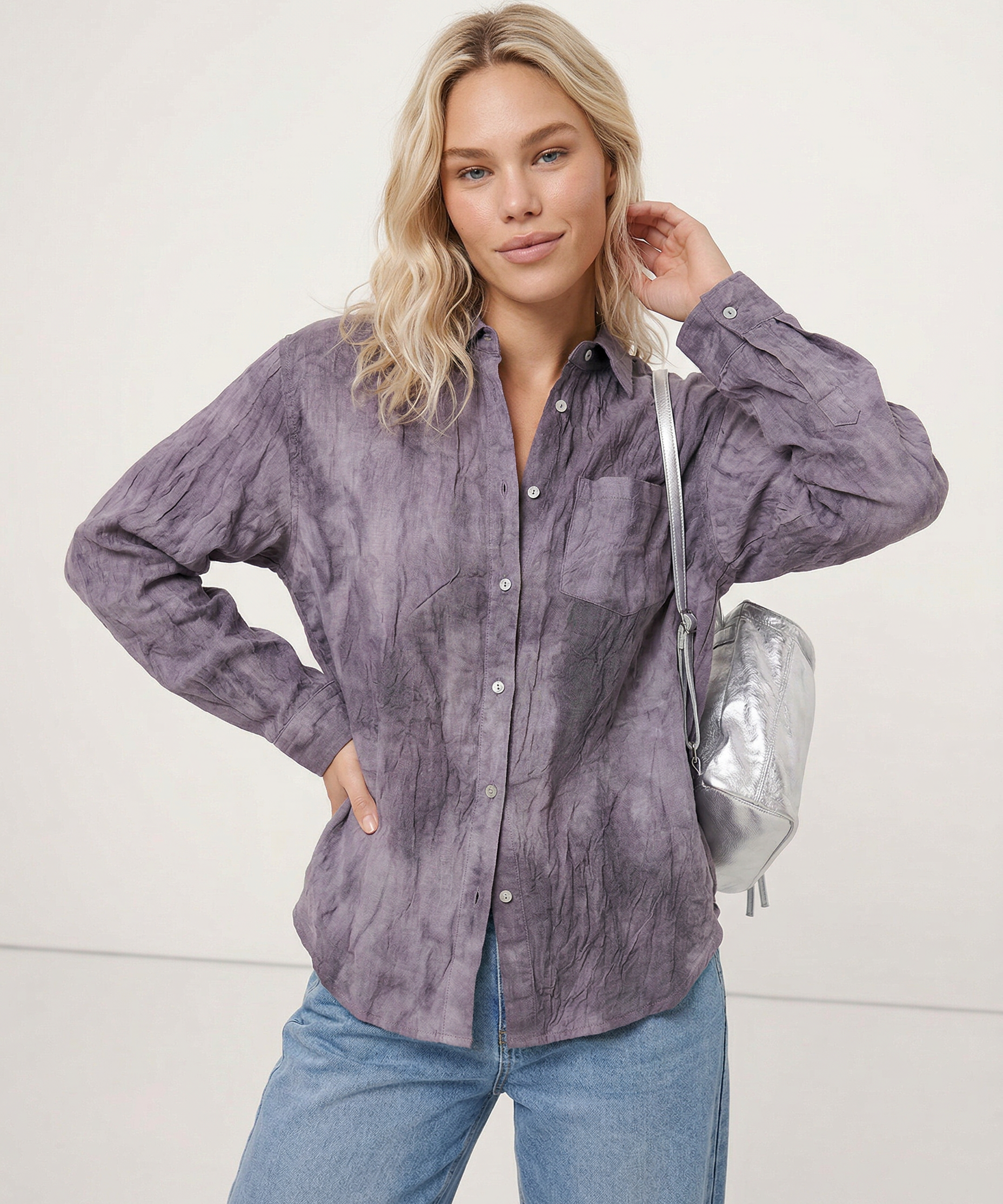 Silk Shirt with Pleating