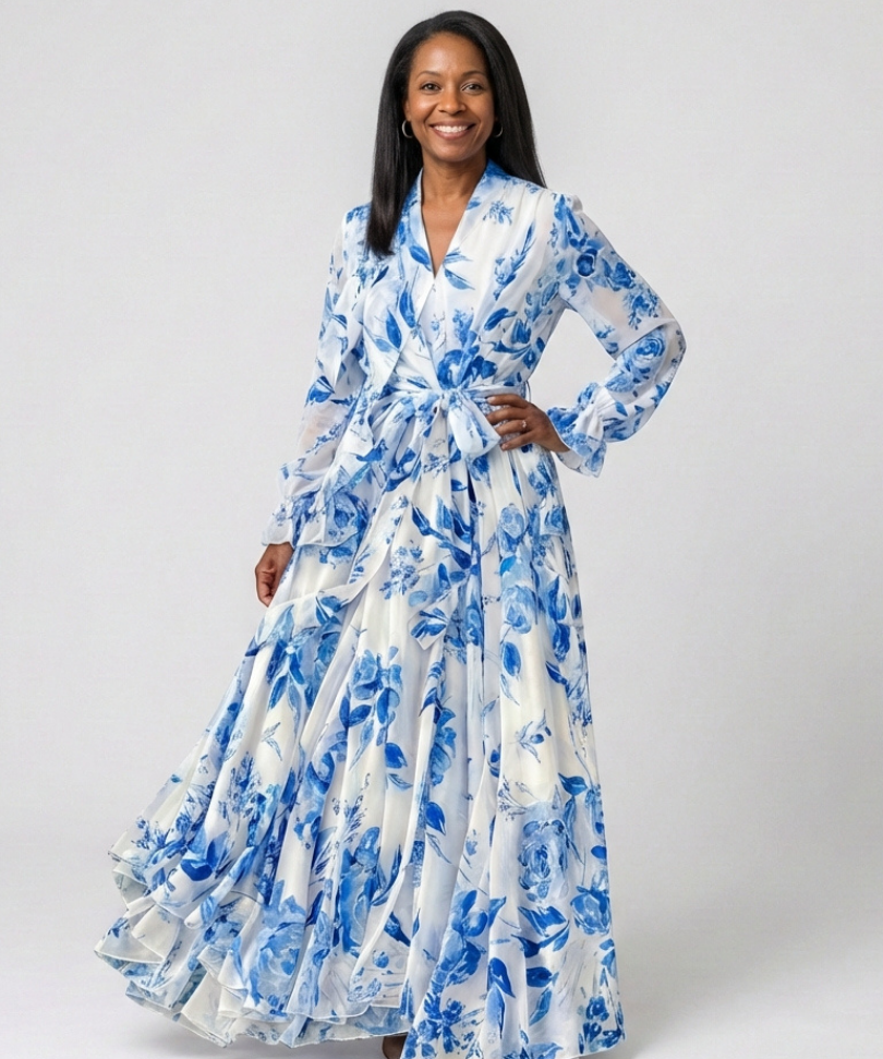Manon | Floral Maxi Dress with Long Sleeves