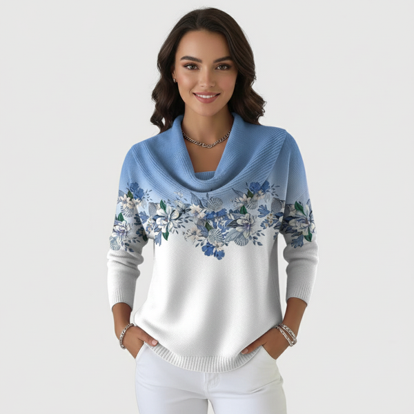 Anežka | Sweater with Floral Pattern and Soft Neckline